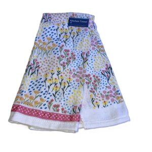 FLOWERS IN BLOOM Kitchen Towel FIELD FLOWERS Ribbon Accent NWT 14 x 24 inches